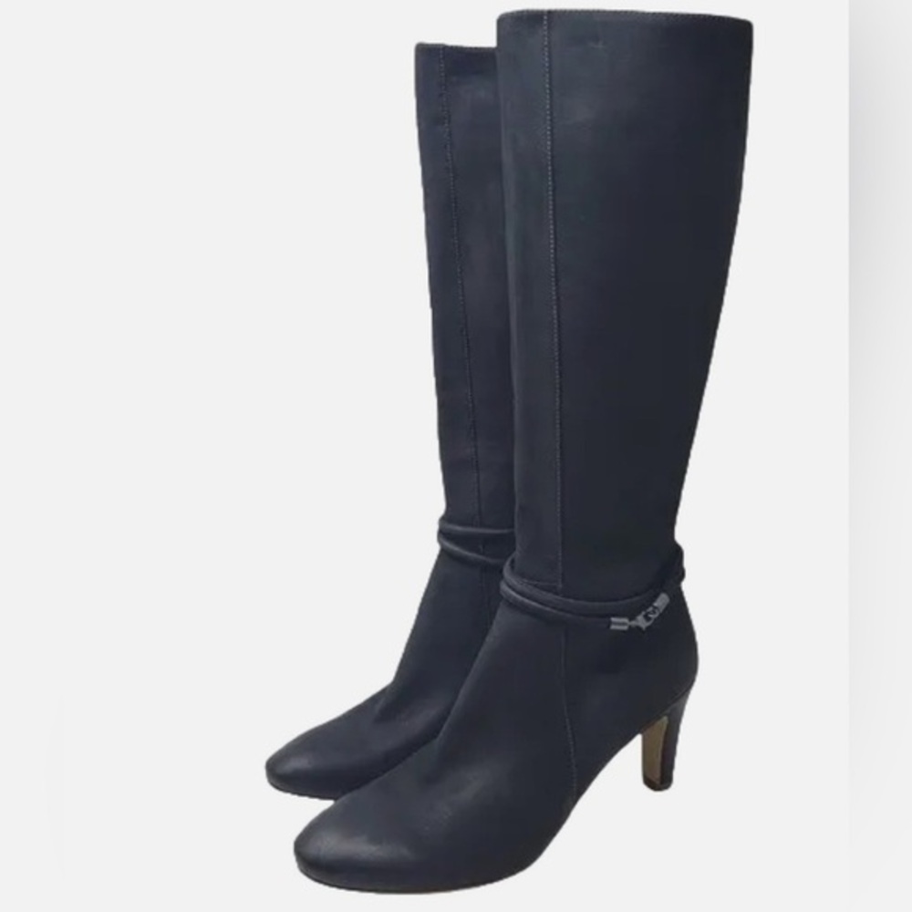 UEC ECCO Nephi Boots Knee Tall Leather Heeled Black Size:40 (9)